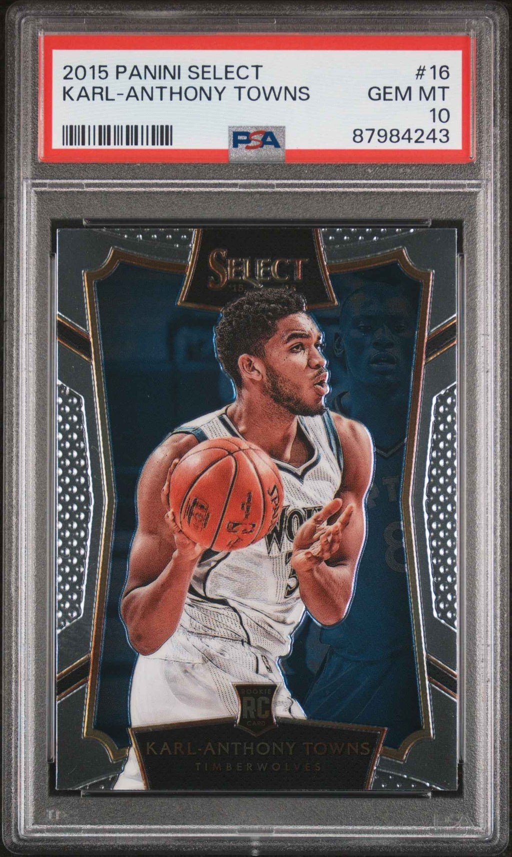 Graded 2015 Panini Select Karl-Anthony Towns #16 Rookie RC Basketball Card PSA 10 Gem Mint