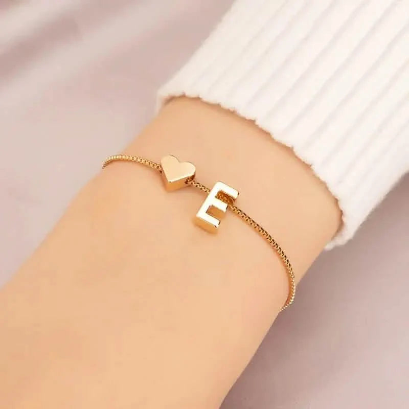 Elegant Love Heart Charm Bracelet - Delicate Minimalist Link Chain