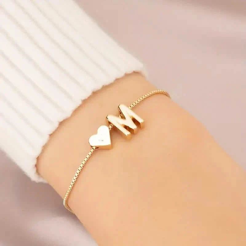 Elegant Love Heart Charm Bracelet - Delicate Minimalist Link Chain