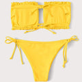 Frill Trim Bandeau Tie Side Bikini Swimsuit