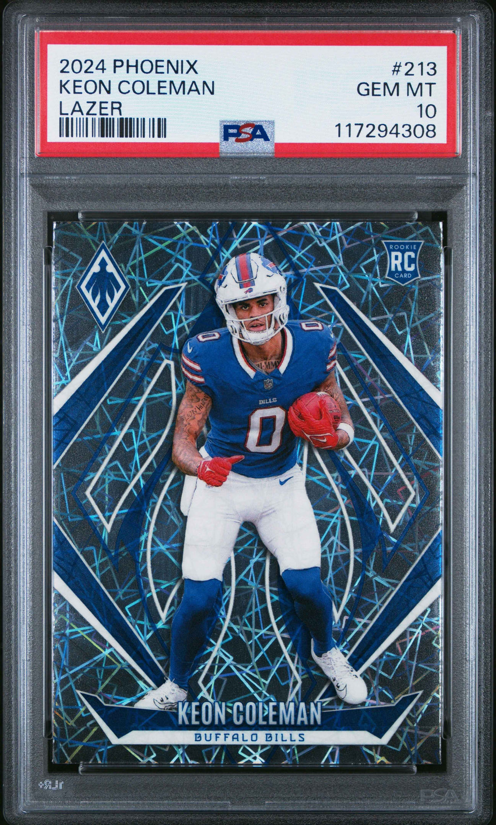 Graded 2024 Panini Phoenix Keon Coleman #213 Lazer Rookie RC Football Card PSA 10 Gem Mint