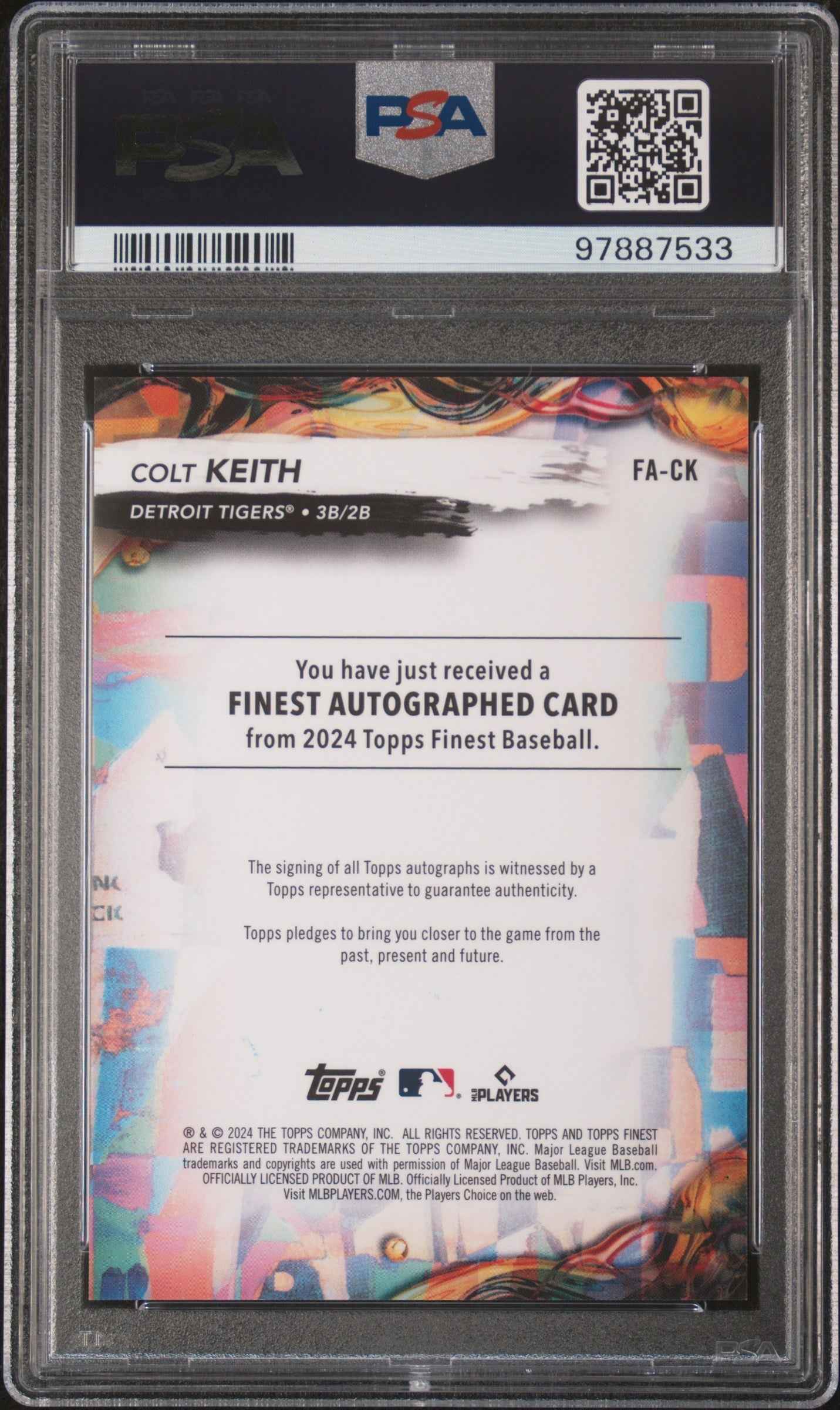 Graded 2024 Topps Finest Colt Keith #FACK Auto Sky Blue Refractor #/150 Rookie RC Baseball Card PSA 10 Gem Mint