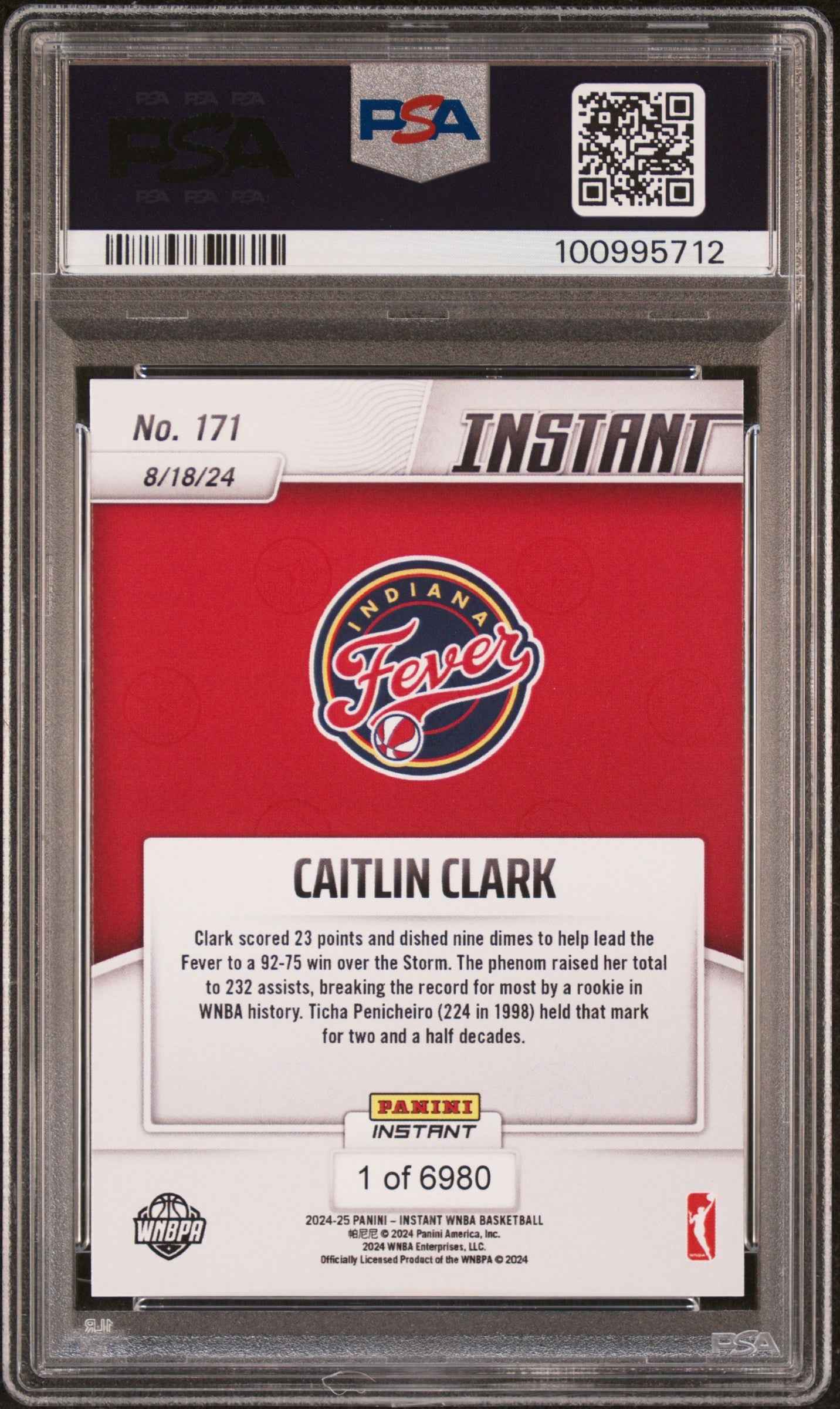 Graded 2024 Panini Instant WNBA Caitlin Clark #171 Rookie RC Basketball Card PSA 10 Gem Mint