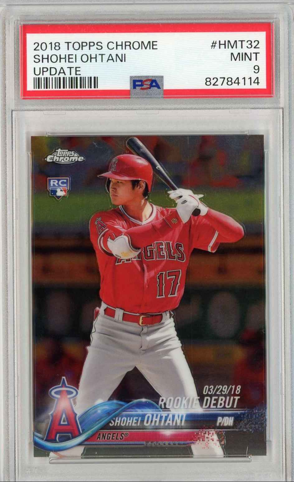 Graded 2018 Topps Chrome Update Shohei Ohtani #HMT32 Rookie RC Baseball Card PSA 9 Mint