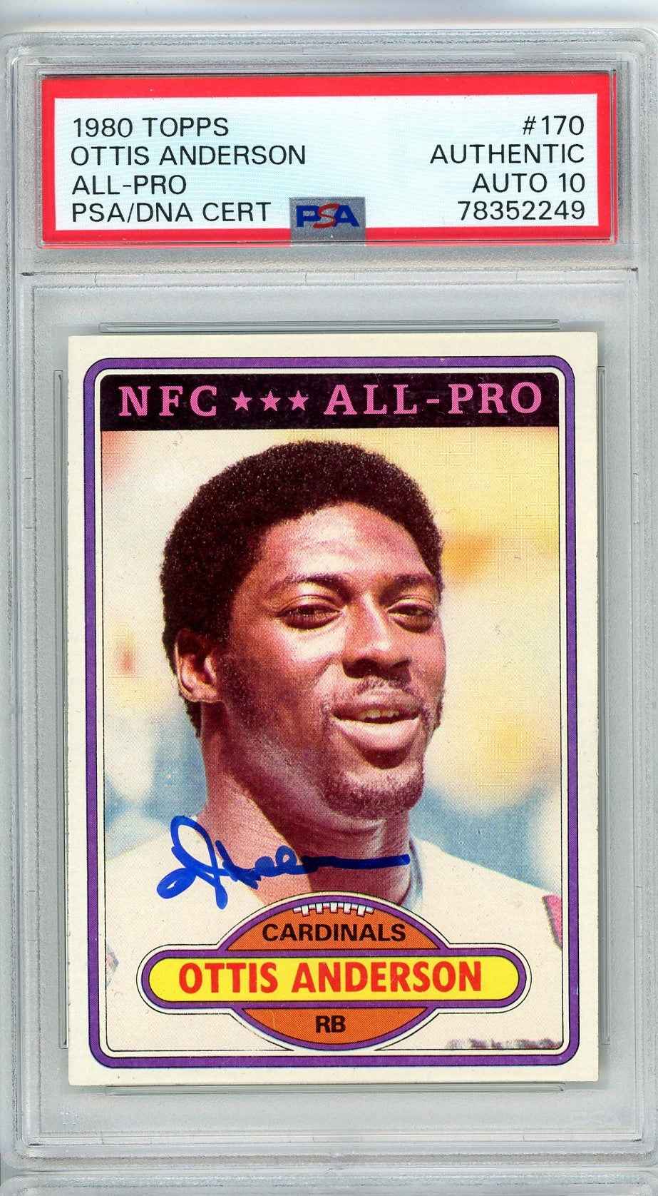 Graded 1980 Topps Ottis Anderson #170 Rookie RC Football Card PSA 10 Auto Grade Gem Mint