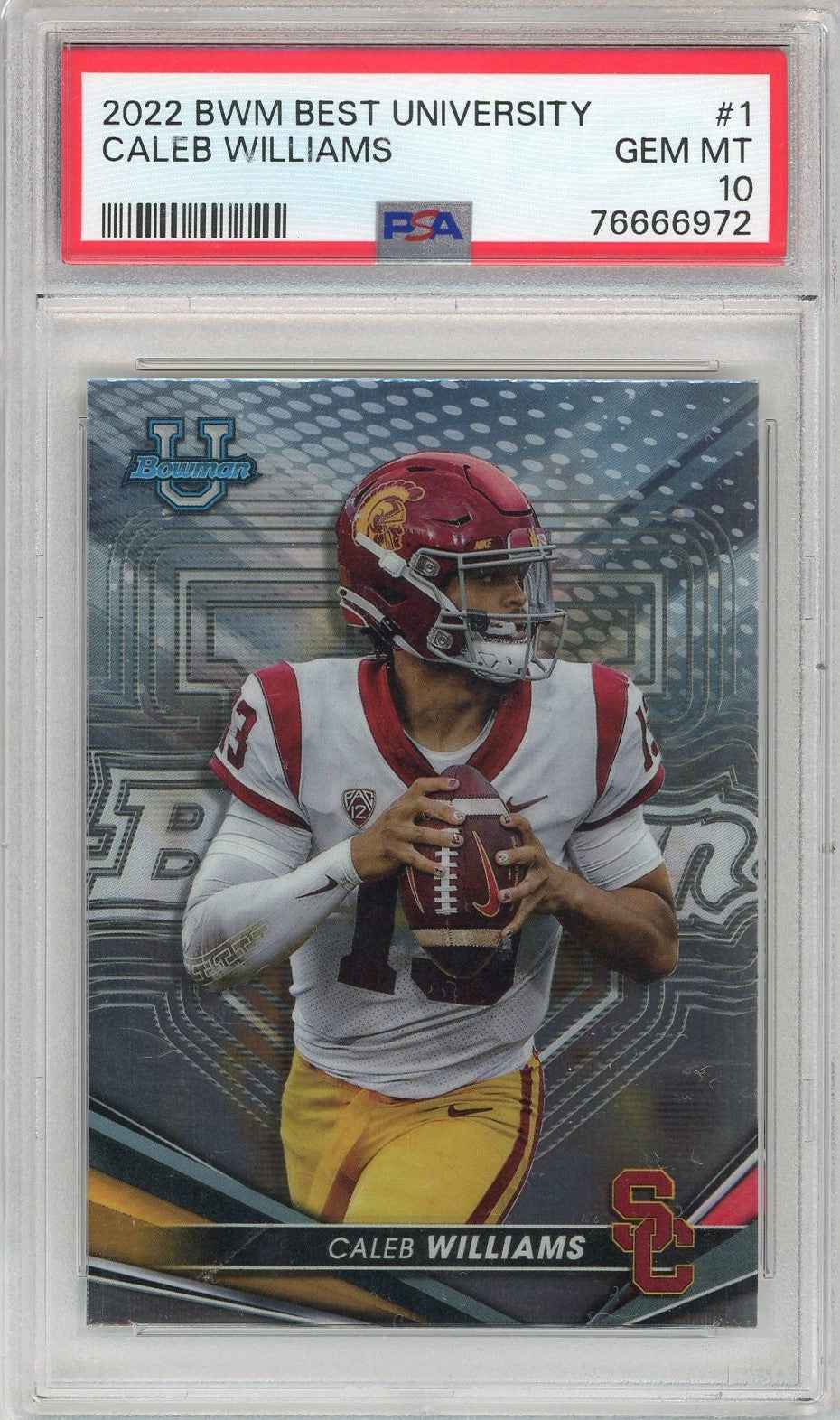Graded 2022 Topps Bowmans Best University Caleb Williams #1 Rookie RC Football Card PSA 10 Gem Mint