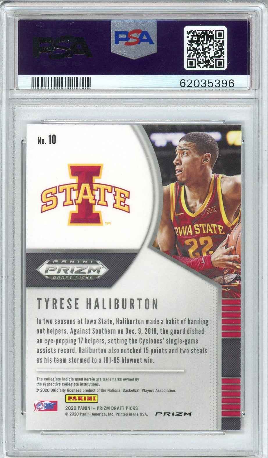 Graded 2020 Panini Prizm DP Tyrese Haliburton #10 Red Ice Rookie RC Basketball Card PSA 10 Gem Mint