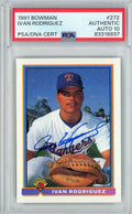 Graded 1991 Bowman Ivan Pudge Rodriguez #272 Rookie RC Baseball Card PSA 10 Auto Grade Gem Mint