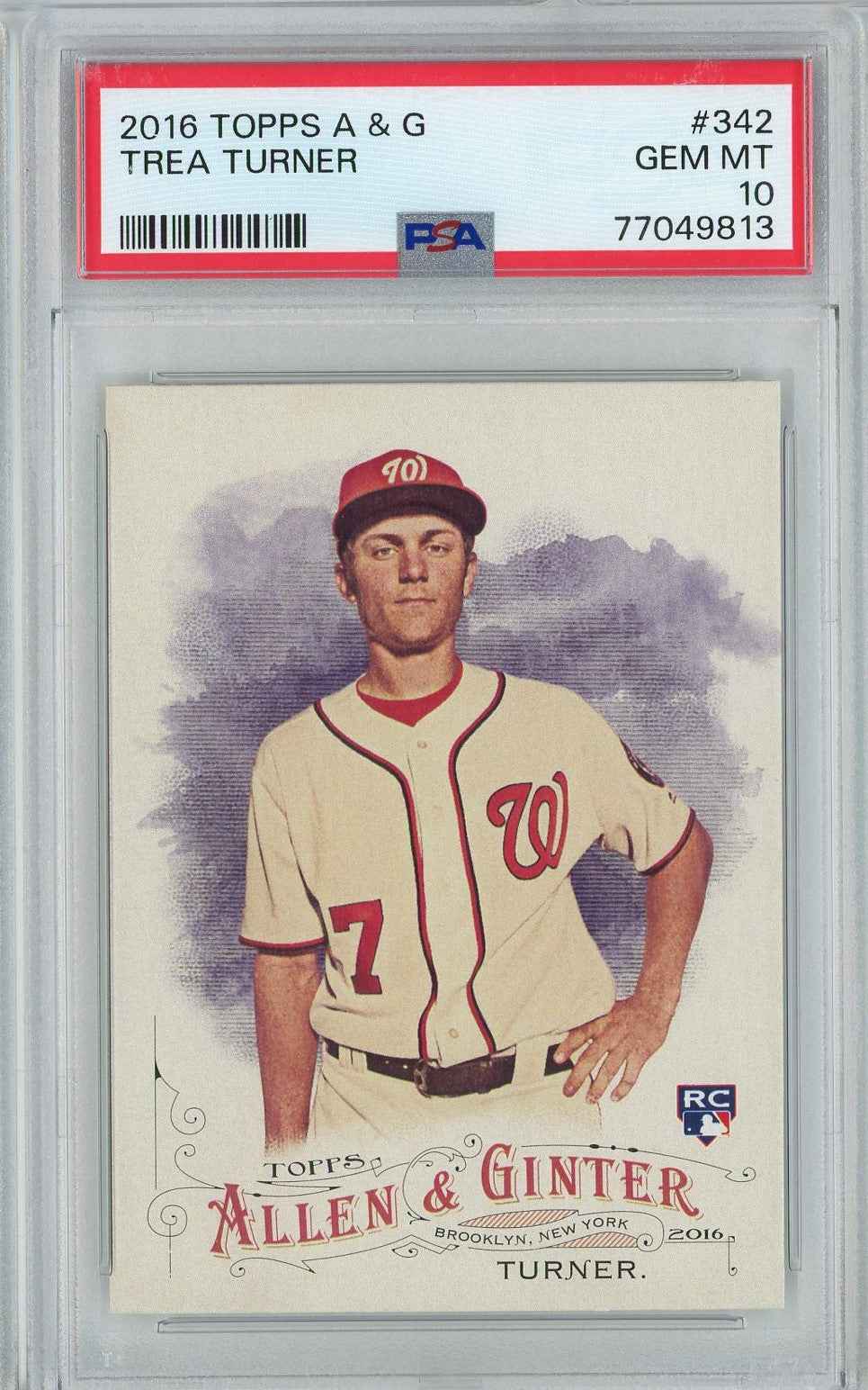 Graded 2016 Topps Allen & Ginter Trea Turner #342 Rookie RC Baseball Card PSA 10 Gem Mint