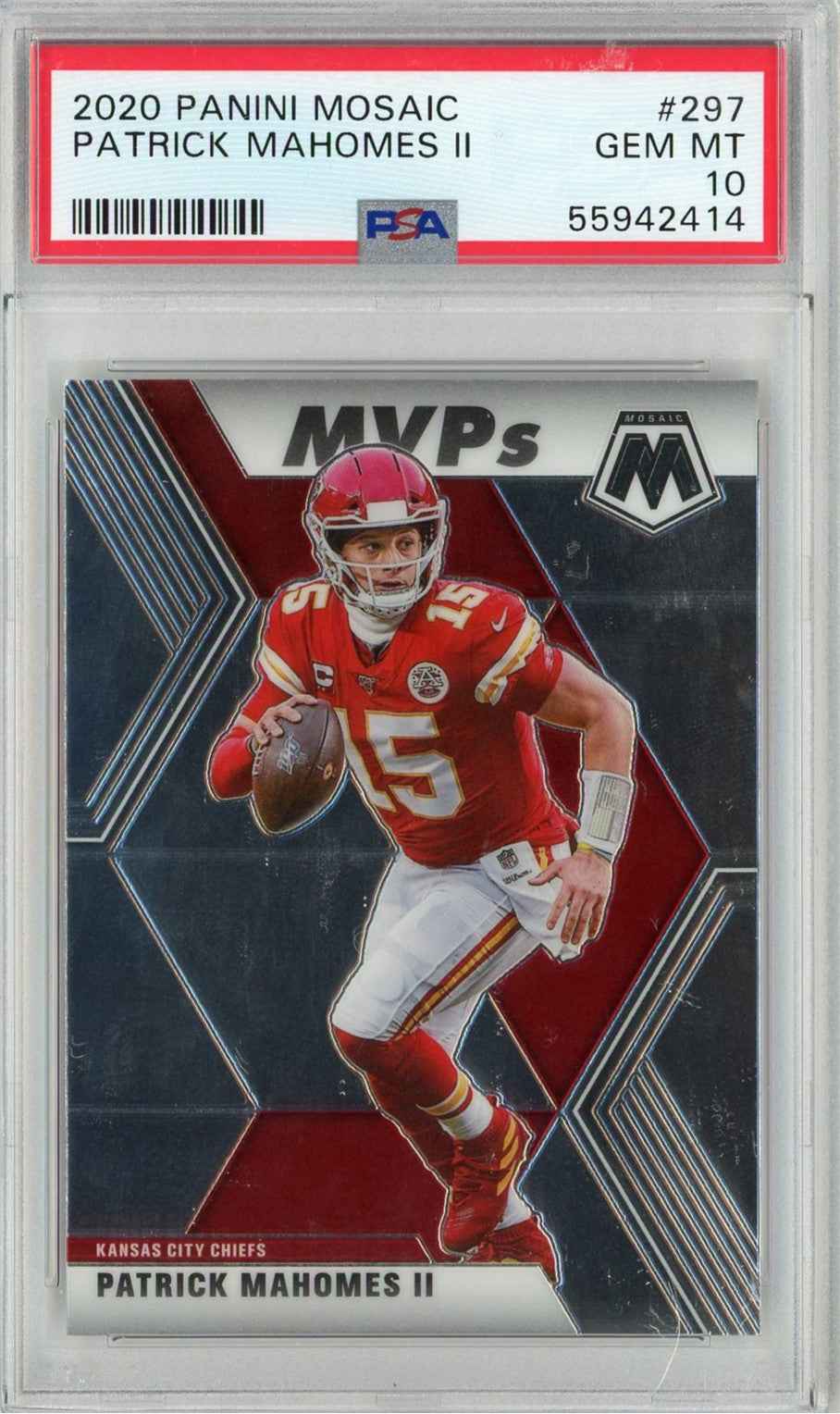 Graded 2020 Panini Mosaic Patrick Mahomes II #297 Football Card PSA 10 Gem Mint