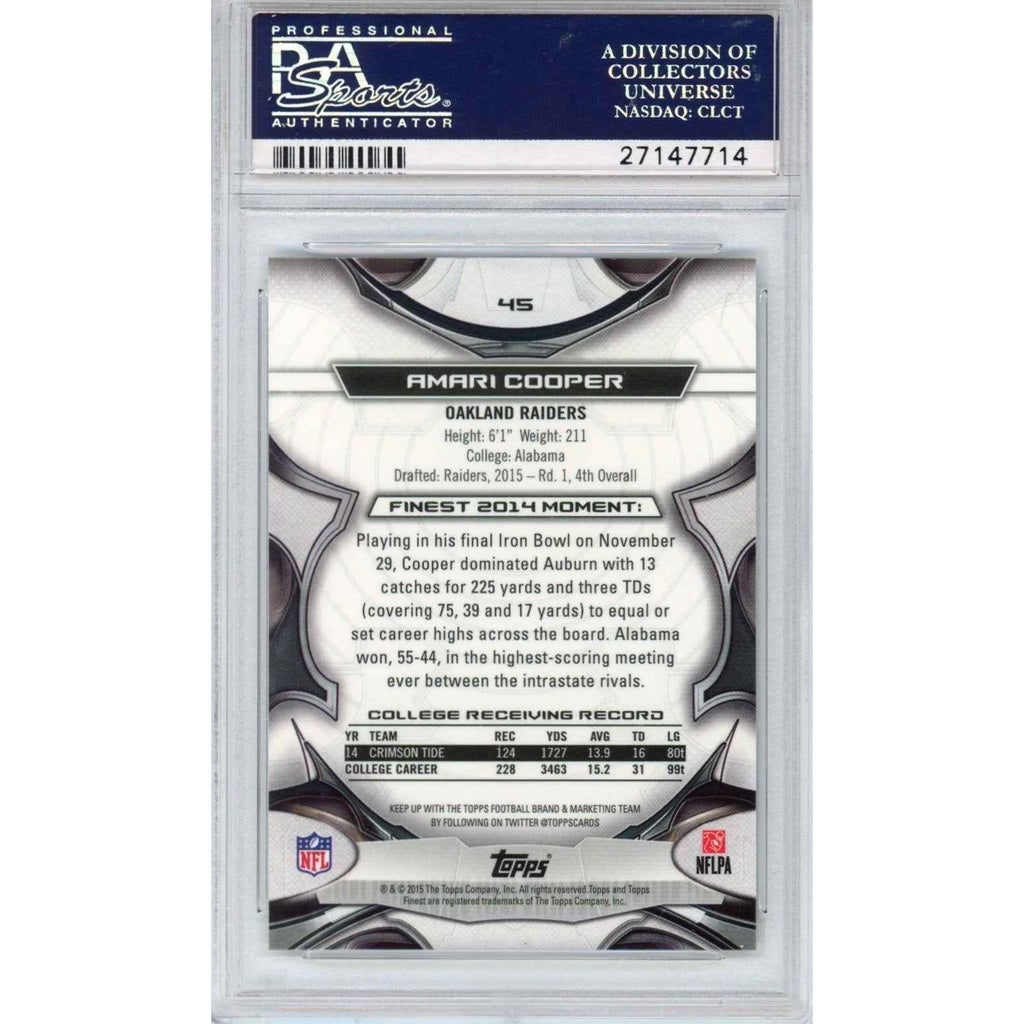 Graded 2015 Topps Finest Amari Cooper #45 Rookie RC Football Card PSA 10 Gem Mint