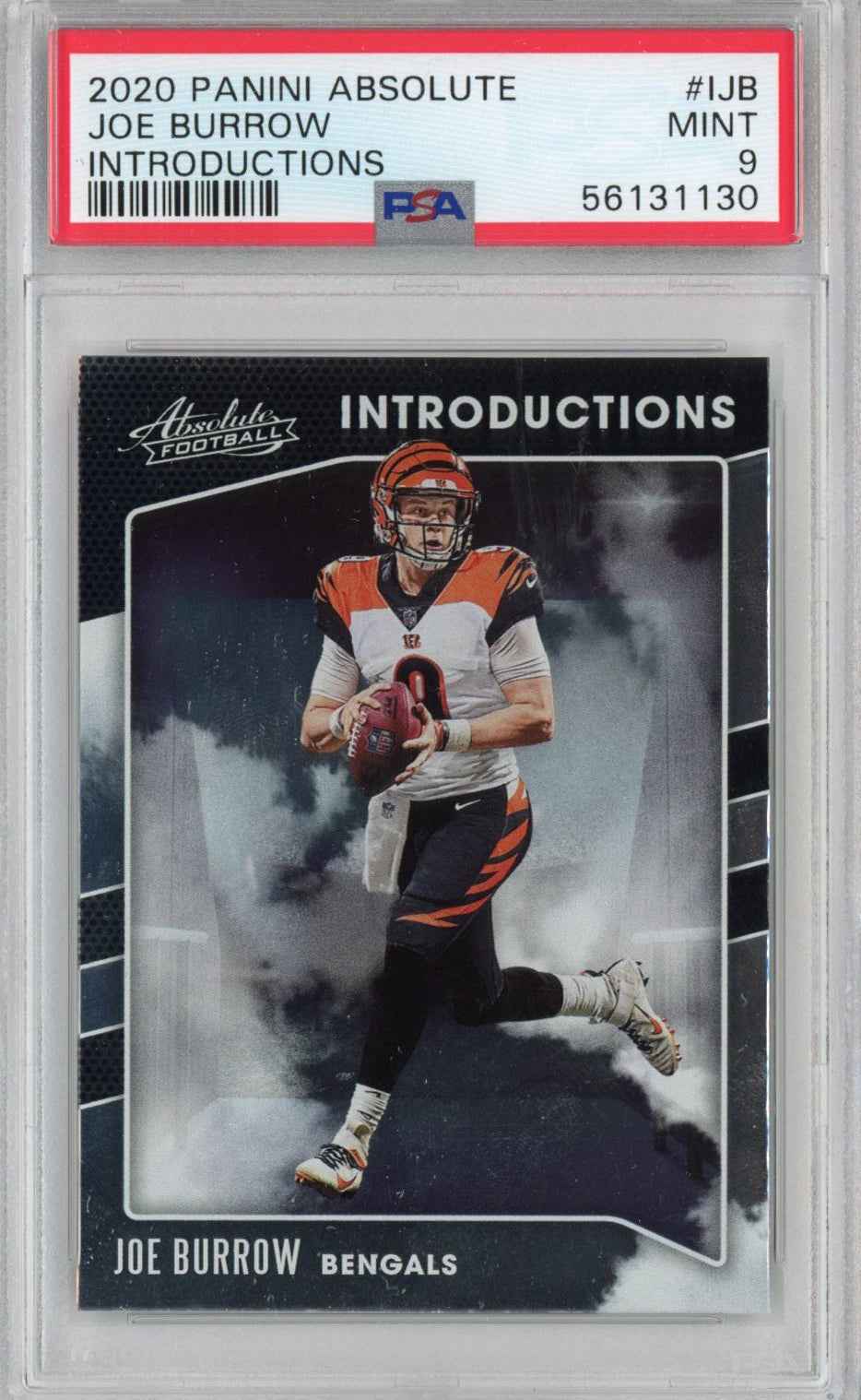 Graded 2020 Panini Absolute Joe Burrow #IJB Introductions Rookie RC Football Card PSA 9 Mint