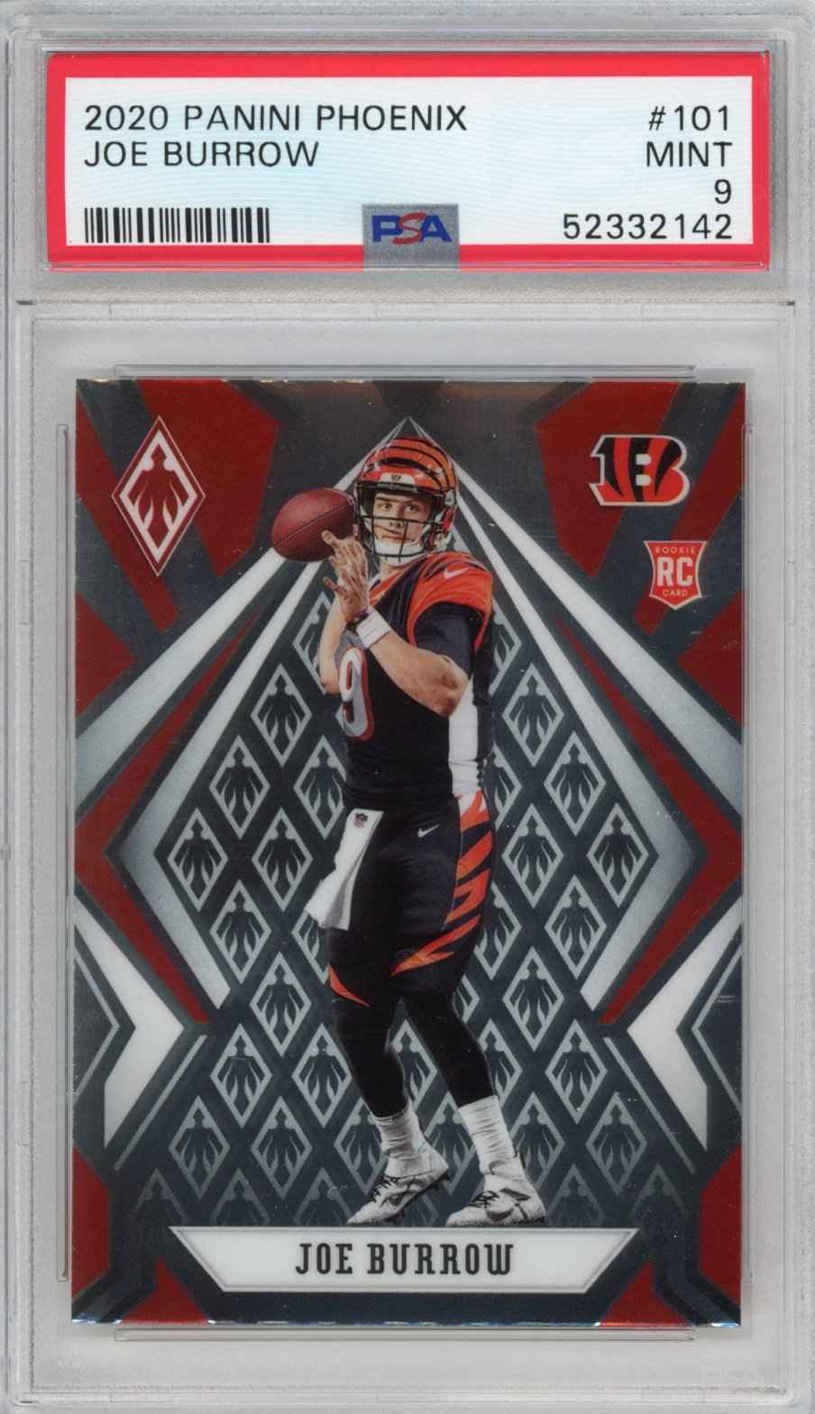 Graded 2020 Panini Phoenix Joe Burrow #101 Rookie RC Football Card PSA 9 Mint