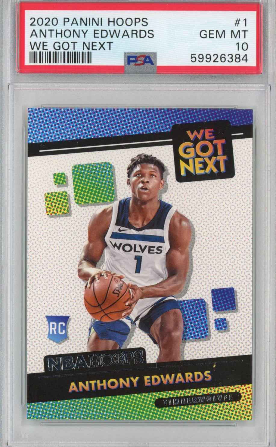Graded 2020-21 Panini Hoops Anthony Edwards #1 We Got Next Rookie RC Basketball Card PSA 10 Gem Mint