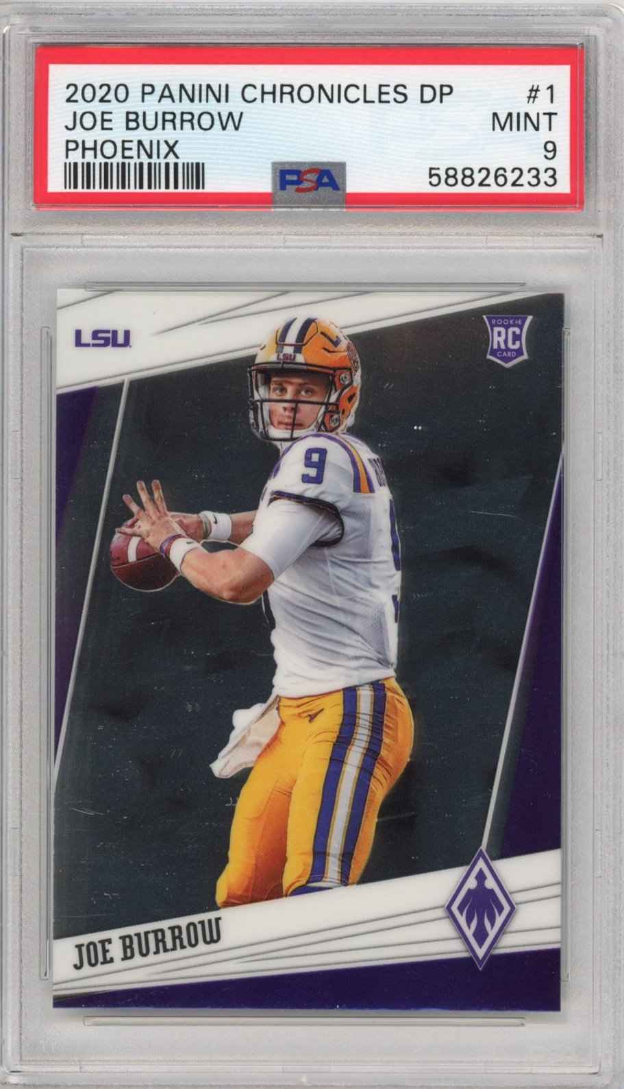 Graded 2020 Panini Chronicles Draft Picks Joe Burrow #1 Phoenix Rookie RC Football Card PSA 9 Mint