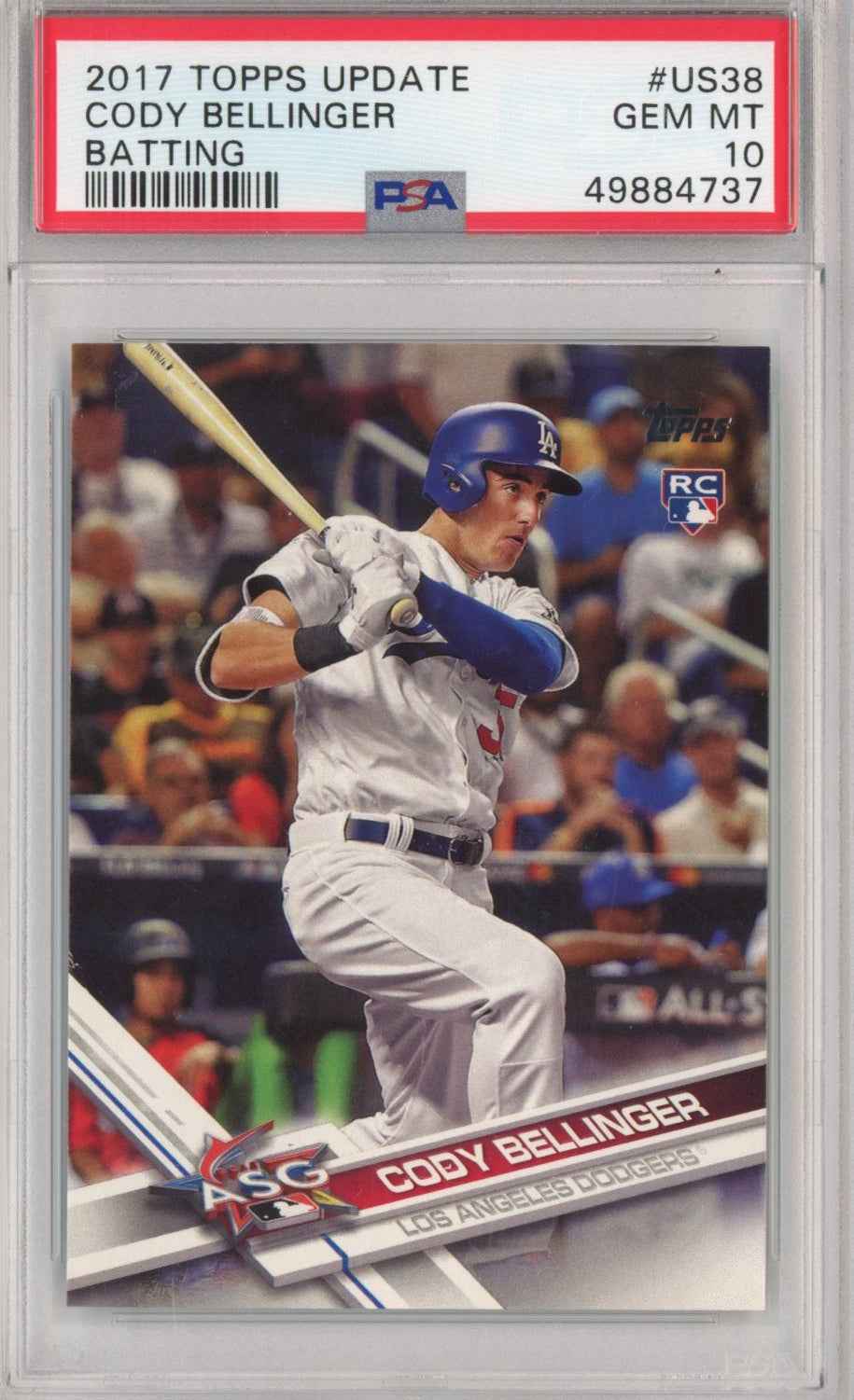 Graded 2017 Topps Update Cody Bellinger #US38 Batting Rookie RC Baseball Card PSA 10 Gem Mint