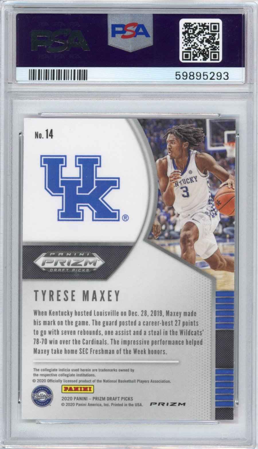 Graded 2020-21 Panini Prizm DP Draft Picks Tyrese Maxey #14 Pink Ice Rookie RC Basketball Card PSA 10 Gem Mint