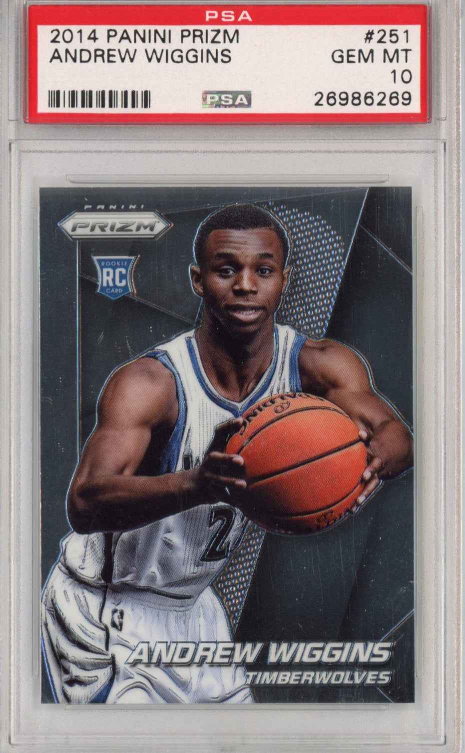 Graded 2014-15 Panini Prizm Andrew Wiggins #251 Rookie RC Basketball Card PSA 10 Gem Mint