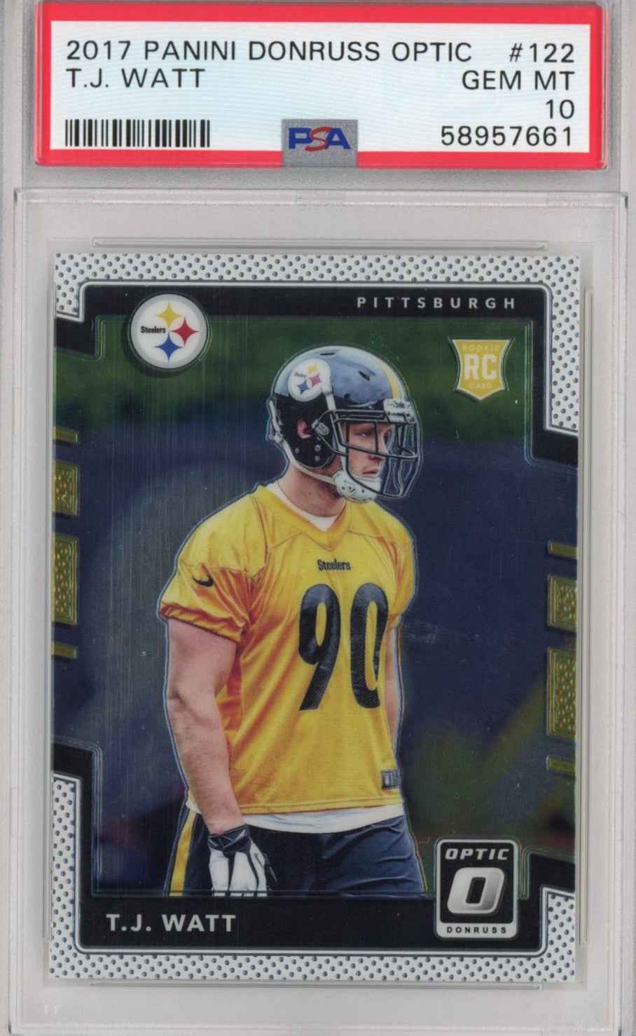 Graded 2017 Panini Donruss Optic TJ T.J. Watt #122 Rookie RC Football Card PSA 10 Gem Mint