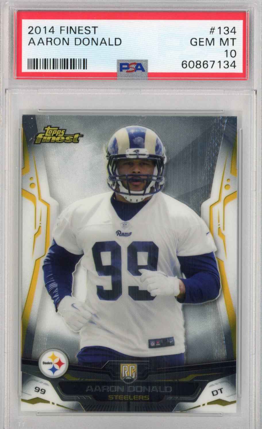 Graded 2014 Topps Finest Aaron Donald #134 Rookie RC Football Card PSA 10 Gem Mint