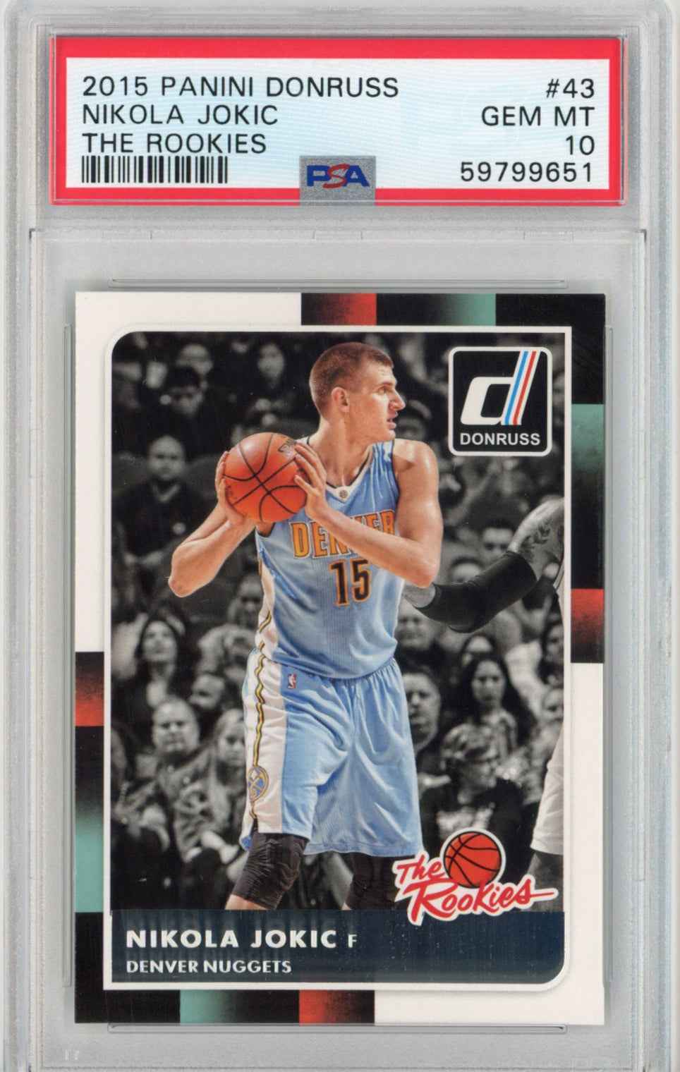 Graded 2015-16 Panini Donruss Nikola Jokic #43 The Rookies RC Basketball Card PSA 10 Gem Mint