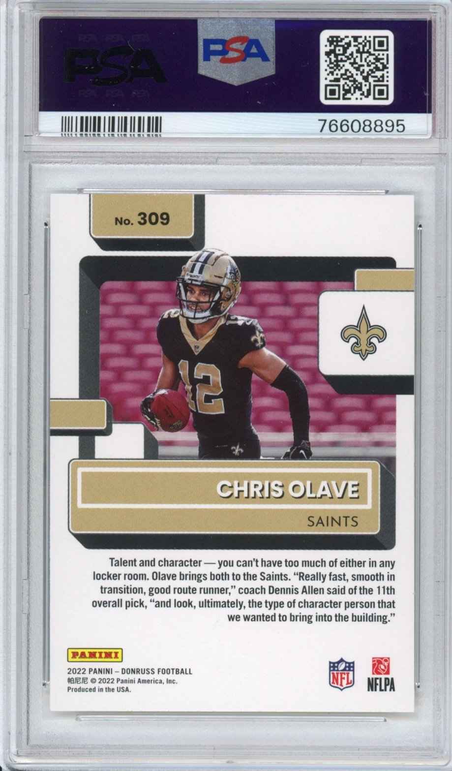 Graded 2022 Panini Donruss Chris Olave #309 Rookie RC Football Card PSA 10 Gem Mint