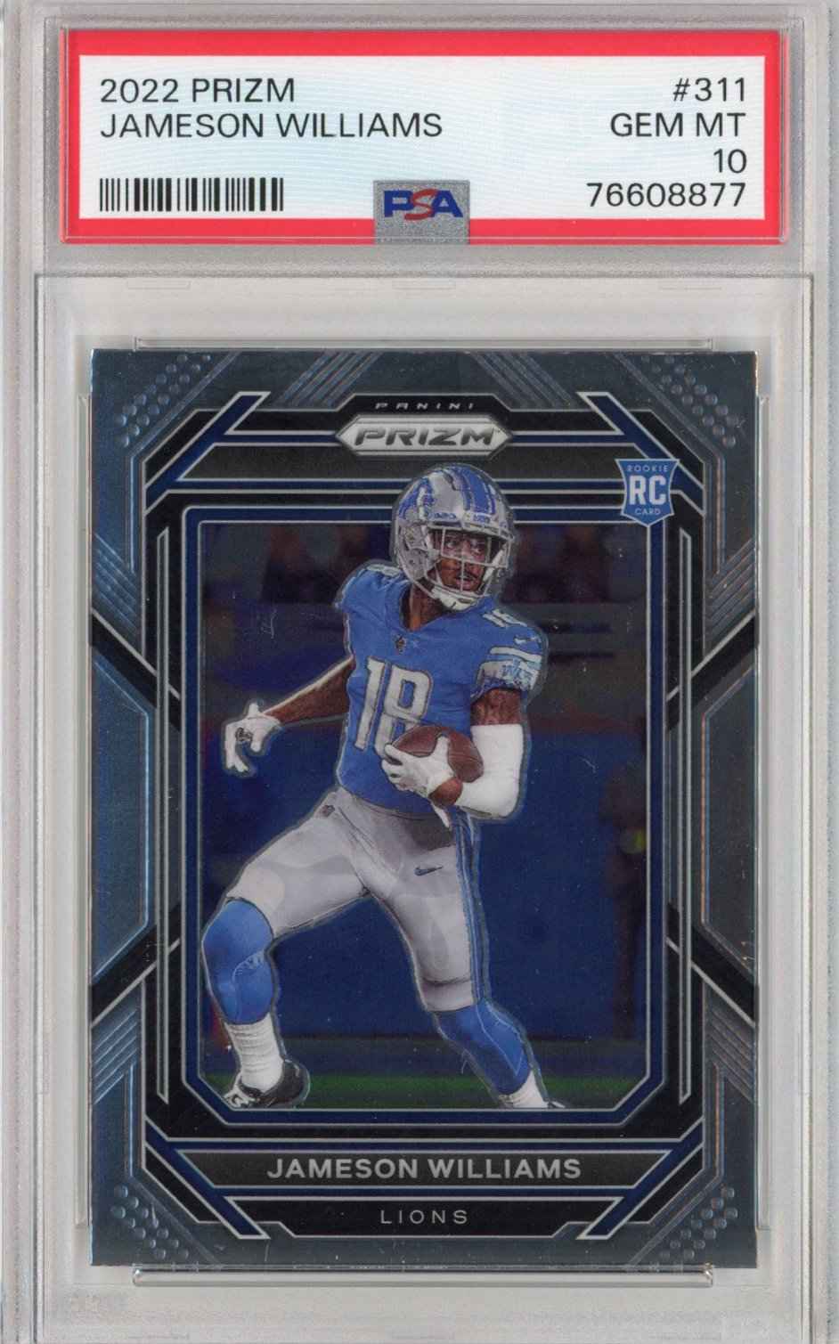 Graded 2022 Panini Prizm Jameson Williams #311 Rookie RC Football Card PSA 10