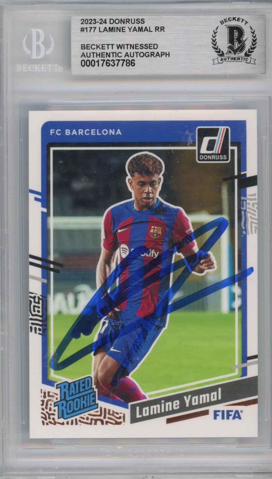 Graded 2023-24 Panini Donruss Lamine Yamal #RR Rated Rookie Signed Rookie RC Soccer Card Beckett BAS BGS Auto Auth Authentic COA