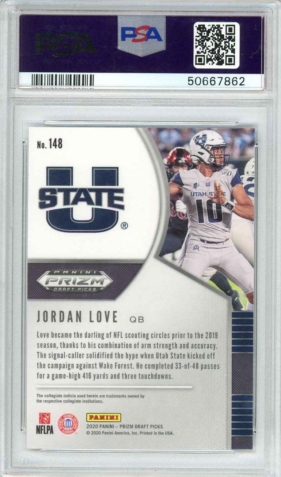 Graded 2020 Panini Prizm DP Jordan Love #148 Rookie RC Football Card PSA 10 Gem Mint