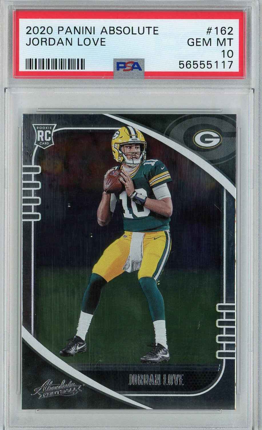 Graded 2020 Panini Absolute Jordan Love #162 Rookie RC Football Card PSA 10 Gem Mint