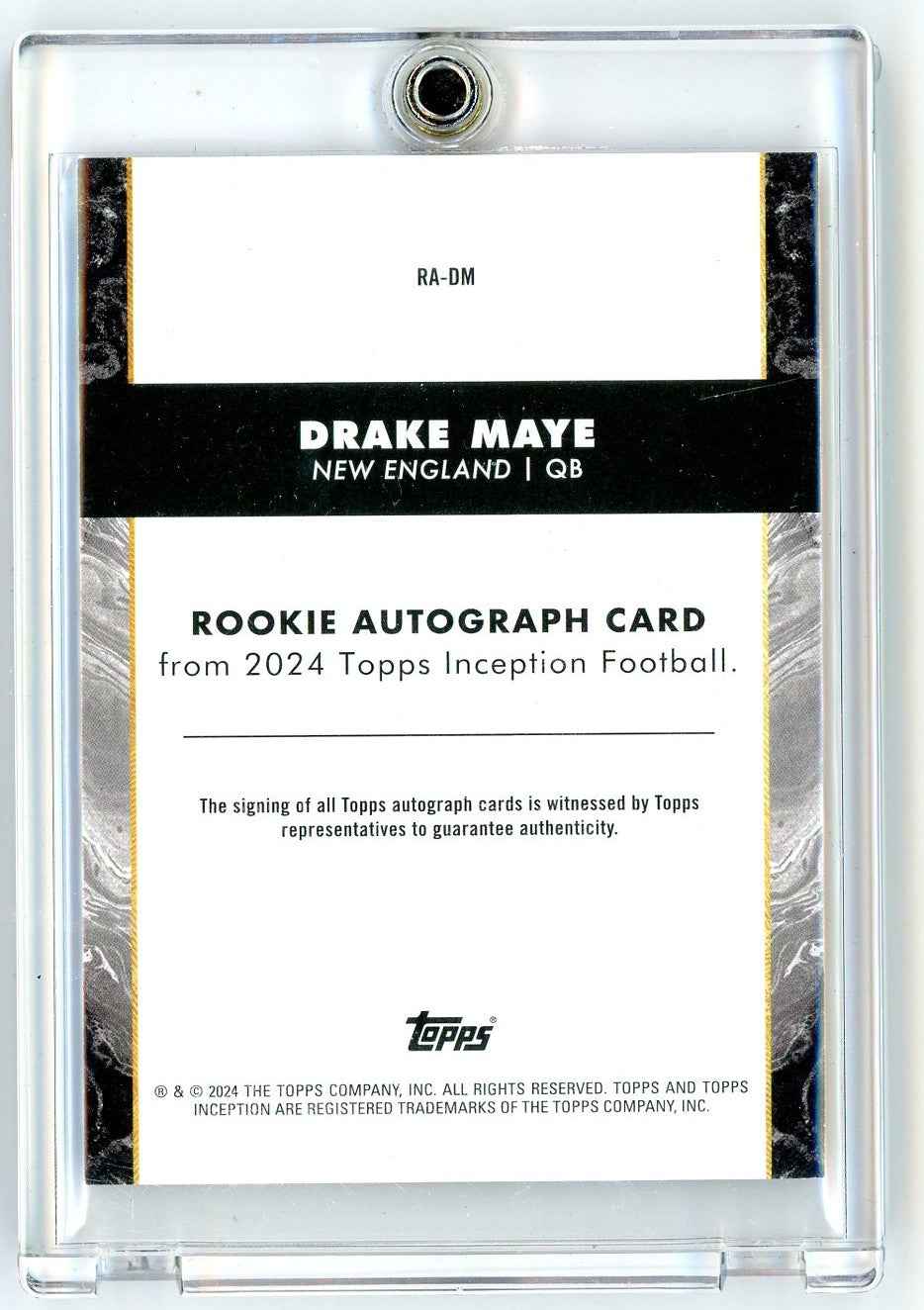 2024 Topps Inception Drake Maye #RADM Magenta Auto /99 Rookie RC Football Card