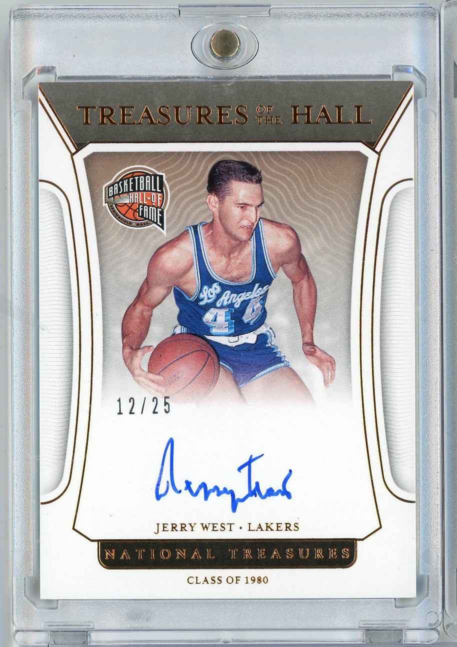 2021 Panini National Treasures Jerry West #TOHJWS /25 Treasures of the Hall Auto Basketball Card