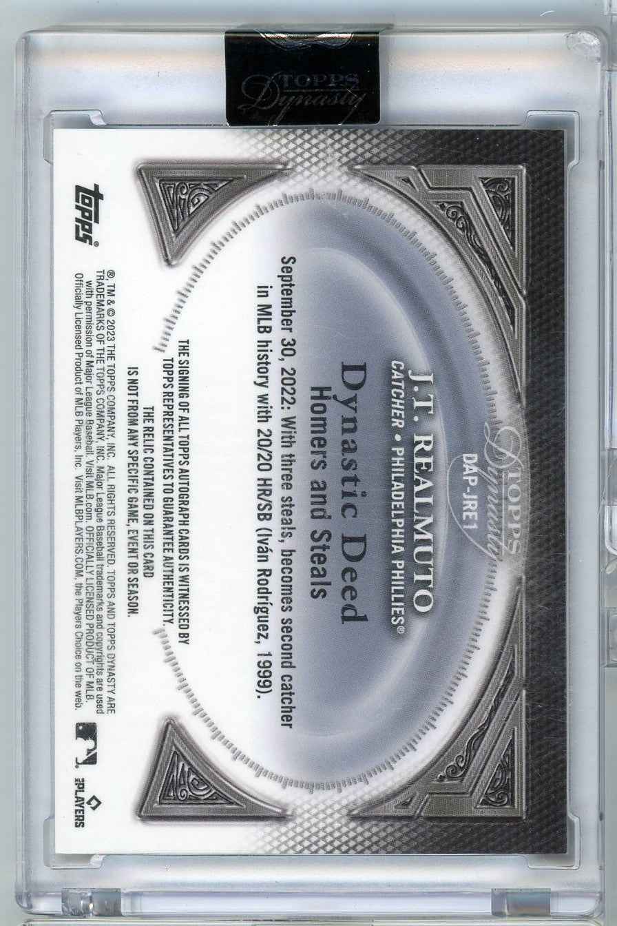2023 Topps Dynasty JT J.T. Realmuto #DAPJRE1 10/10 Dynastic Deed Relic Auto Baseball Card