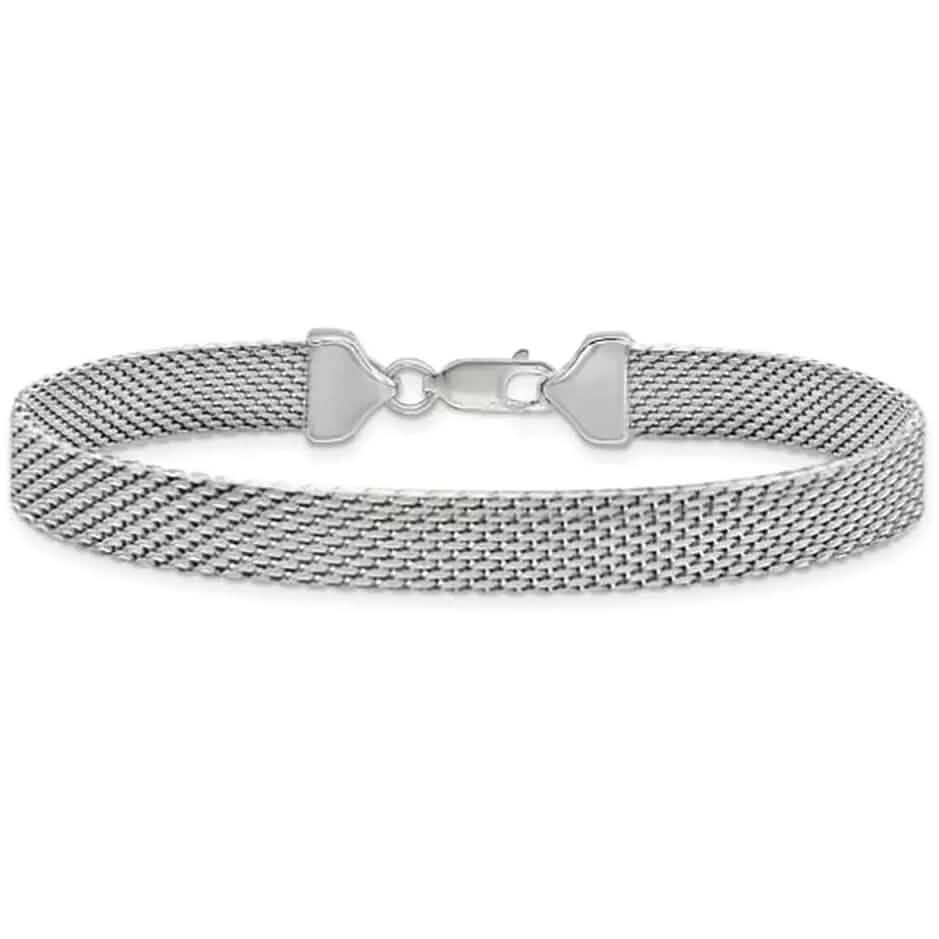 Italian Made 925 Sterling Silver 7MM Flat Coreana Chain Bracelet