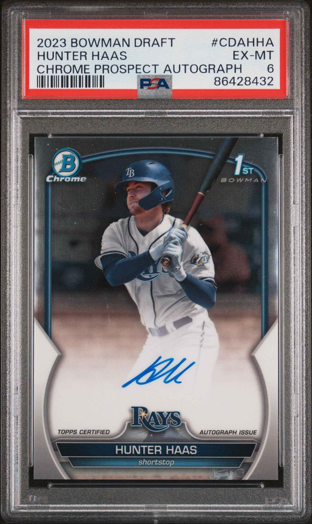 Graded 2023 Topps Bowman Draft Hunter Haas #CDAHHA Chrome Prospects Auto Rookie RC Baseball Card PSA 6