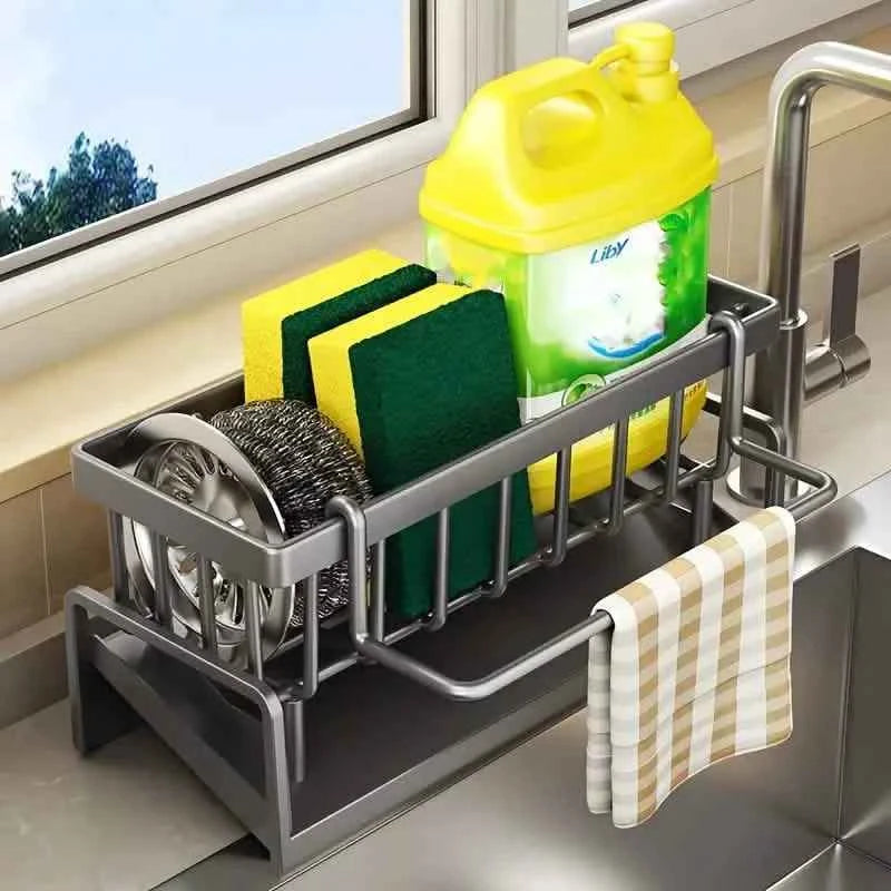 Kitchen Storage Rack - Multi-Functional Household Sink Organizer with Drain Basket