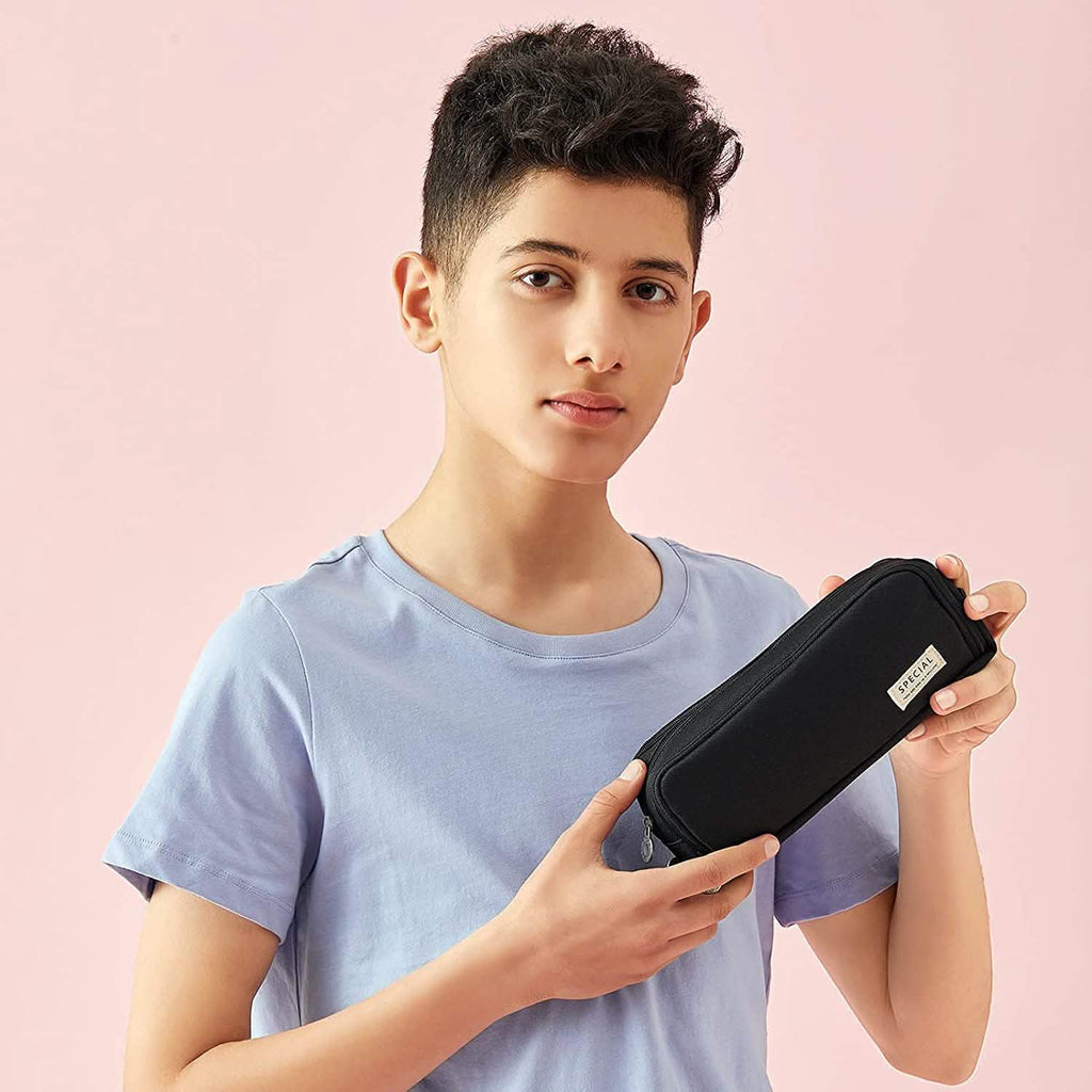 Large Capacity 3 Compartment Pouch Pencil Case