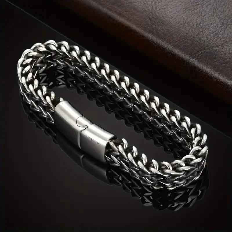 Men's Stainless Steel Braided Bracelet with Magnetic Clasp