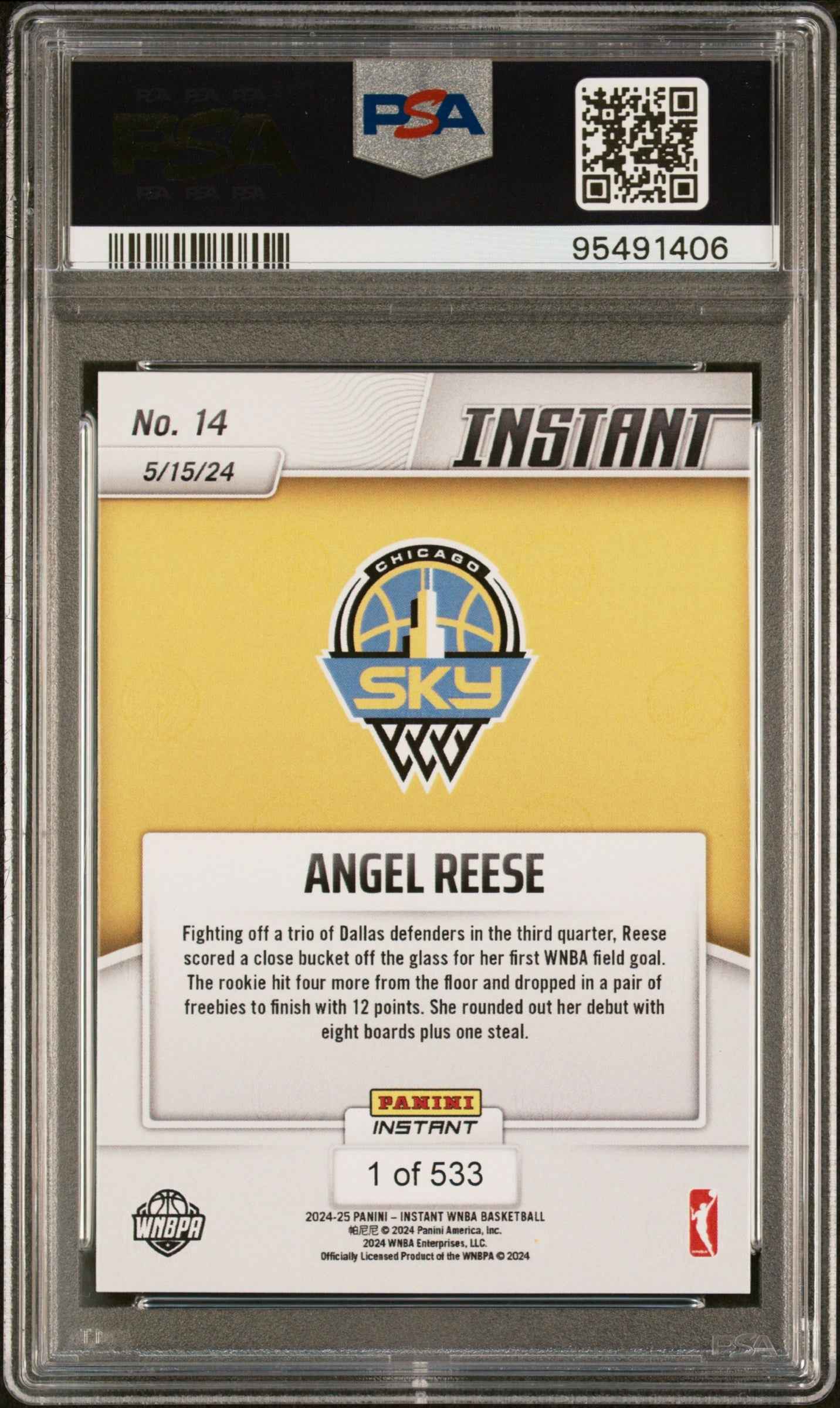 Graded 2024 Panini Instant WNBA Angel Reese #14 Rookie RC Basketball Card PSA 10 Gem Mint
