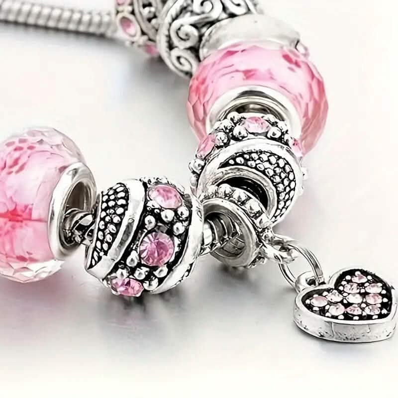 Pink Heart-Shaped Pendant Bracelet