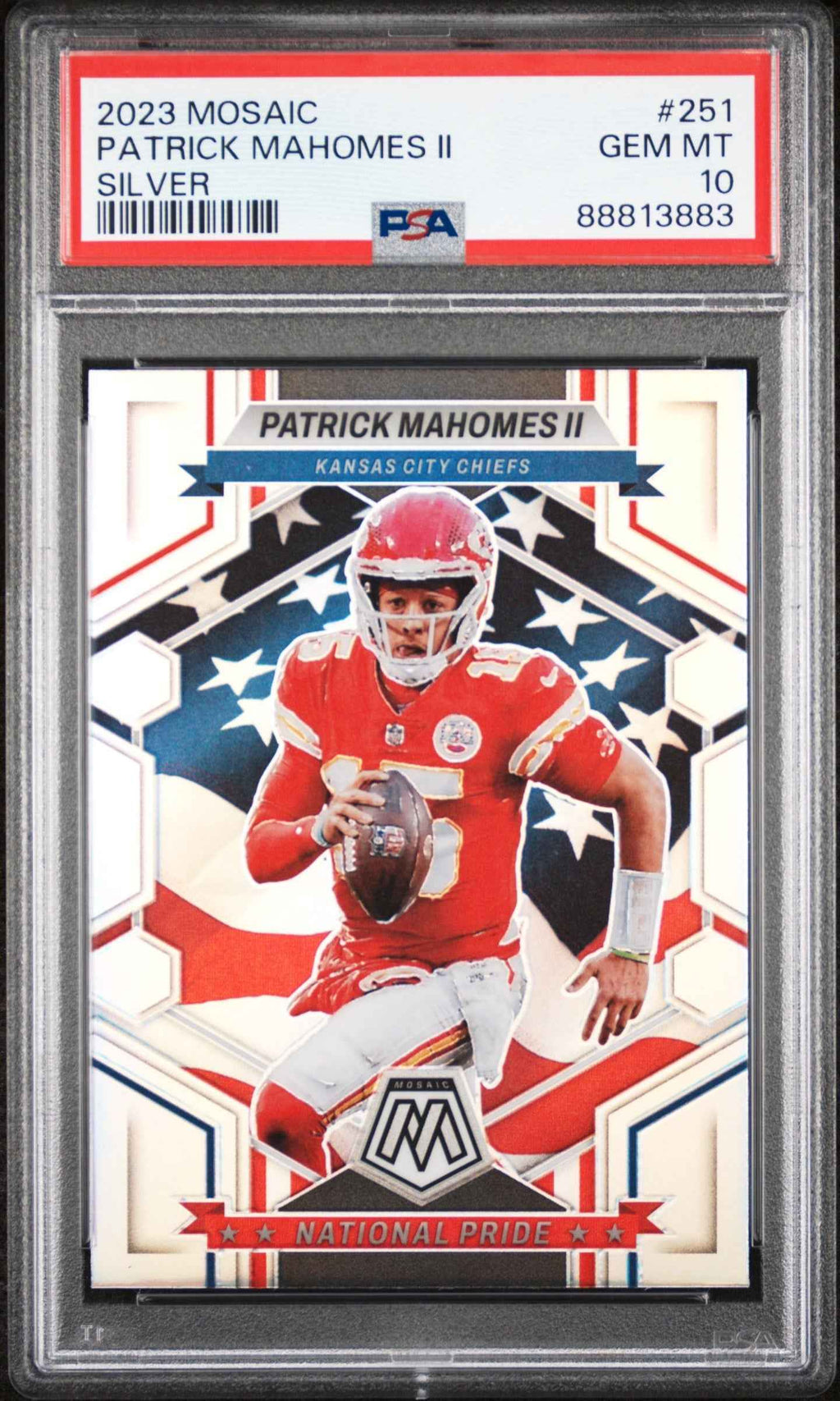 Graded 2023 Panini Mosaic Patrick Mahomes II #251 Silver Football Card PSA 10 Gem Mint