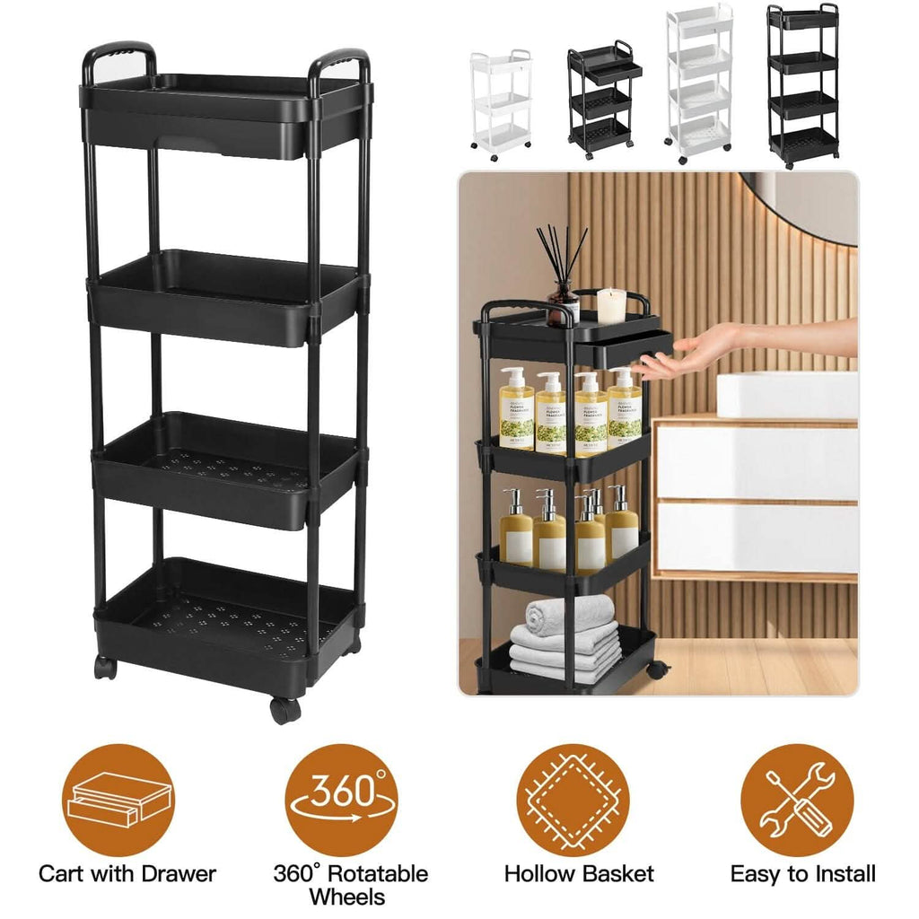 Rolling Utility Cart with Drawer