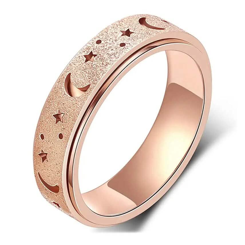 Rotatable Anxiety Fidget Ring Moon and Star Design