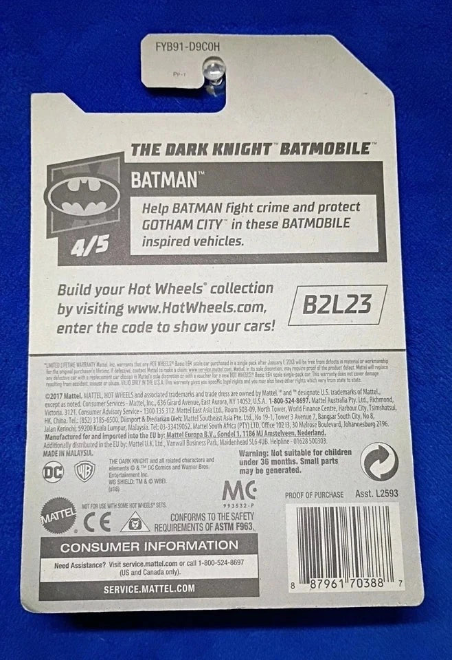 Batman The Dark Knight Batmobile Tumbler Hot Wheels Die-Cast | Nolan Trilogy Collector's Edition
