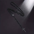 San Benito Golden Plated Stainless Steel Priest Saint Benedict Rosary Necklace