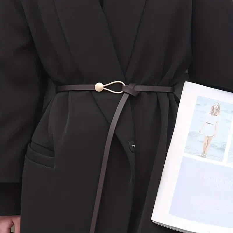 Thin Leather Belt Female Bow Leisure Belts