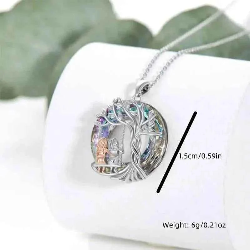To My Granddaughter, Tree Of Life Sisters On The Swing Pendant Necklace