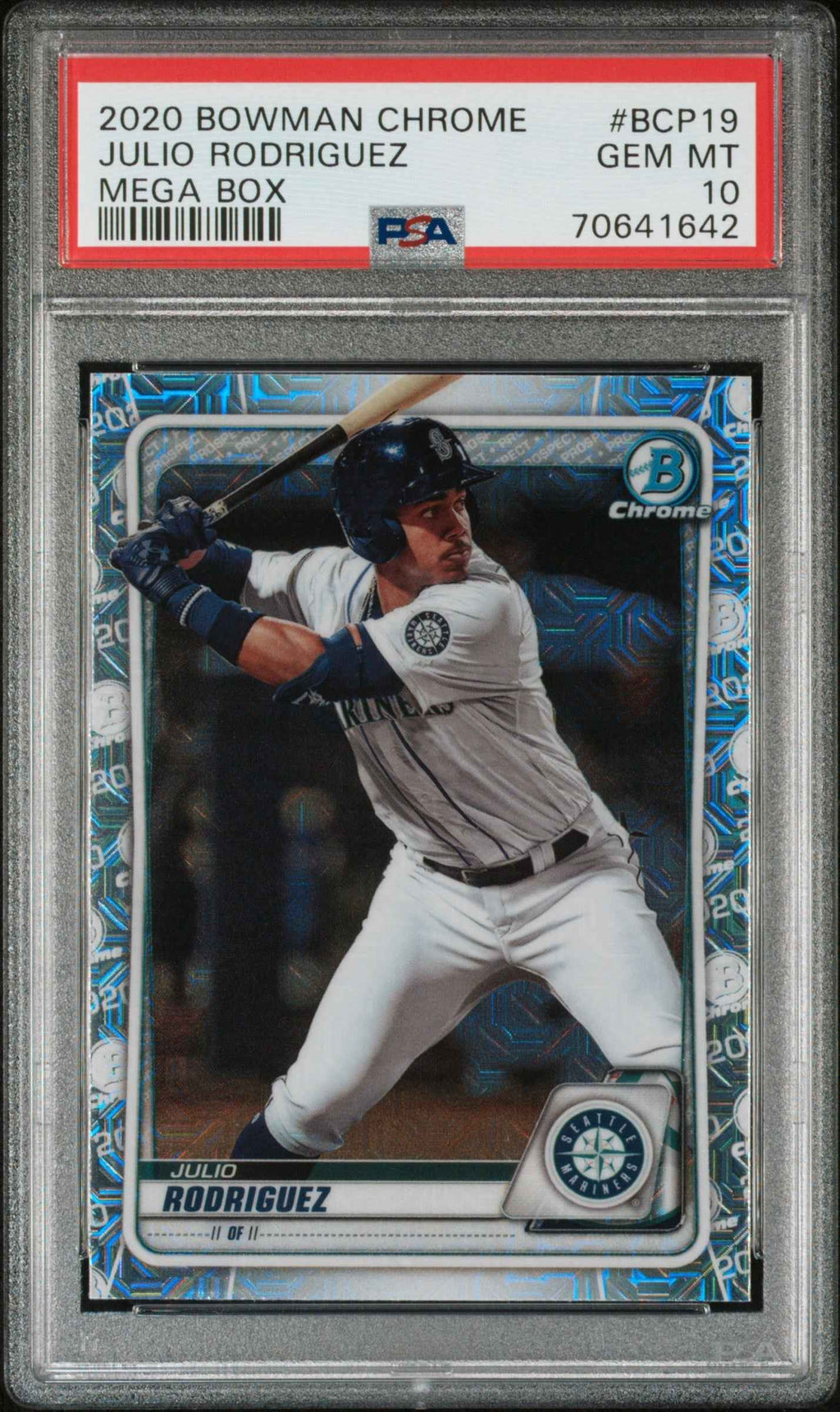 Graded 2020 Topps Bowman Chrome Julio Rodriguez #BCP19 Mega Box Rookie RC Baseball Card PSA 10 Gem Mint