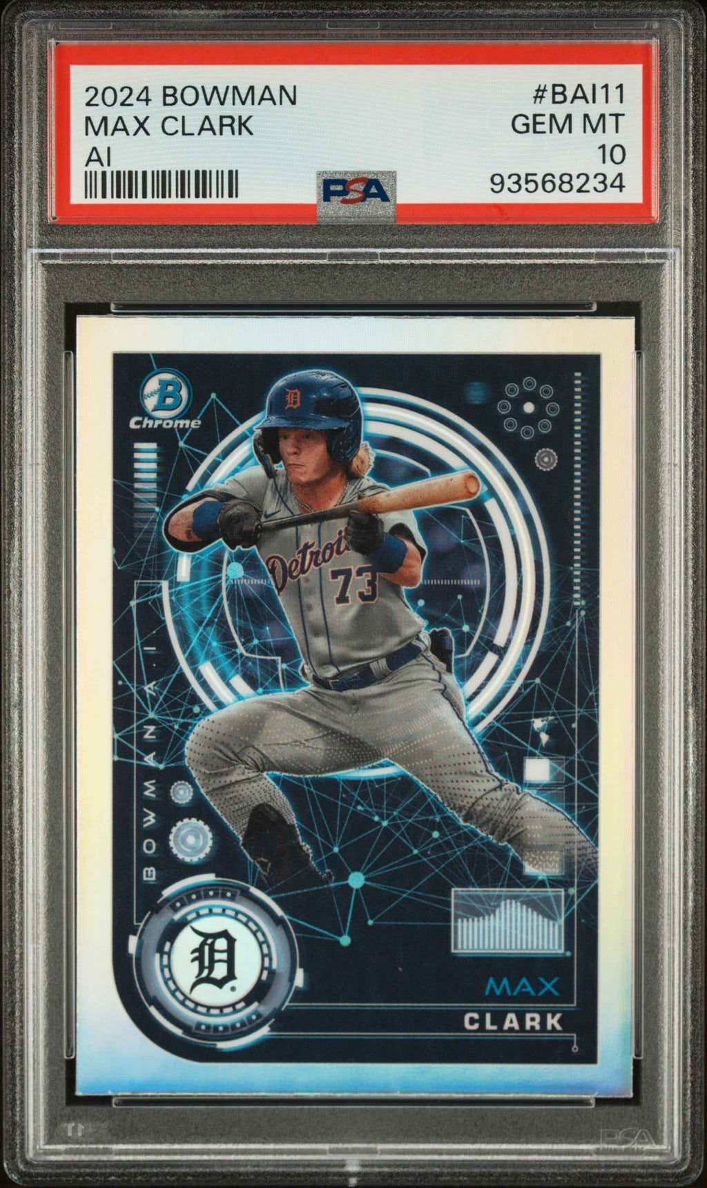 Graded 2024 Topps Bowman Max Clark #BAI11 AI Rookie RC Baseball Card PSA 10 Gem Mint