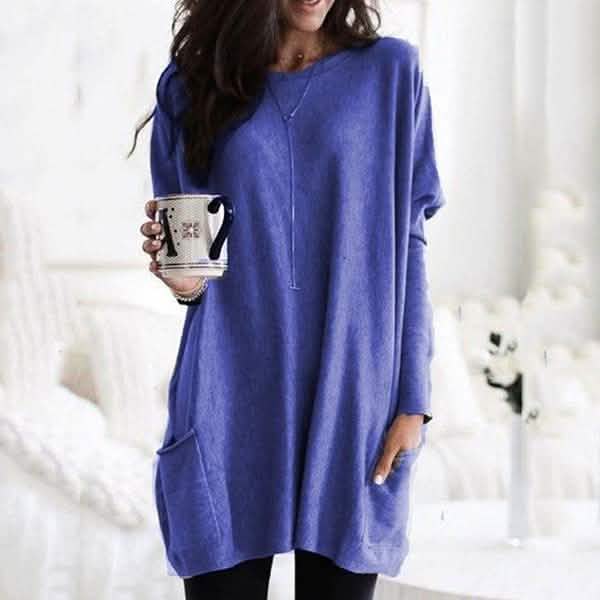 Women Long Sleeve Top Casual Pocket T-Shirt